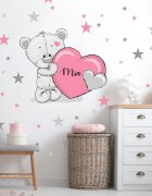 INSPIO Dievčenská nálepka na stenu - Medvedík v ružovom