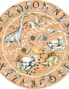 INSPIO Kruhový koberec z korku - Dinosaury a abeceda
