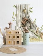 INSPIO Nálepka na stenu Woodland - Stromček domček a lesné zvieratká