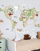 INSPIO Nástenná mapa sveta prelepiteľná samolepka na stenu do detskej izby