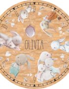 INSPIO Okrúhly koberec do detskej izby so zvieratkami a menom