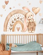 INSPIO Samolepka do detskej izby - Boho dúha a malý zajac