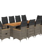 vidaXL 11-dielna záhradná bistro súprava s vankúšmi sivá polyratan