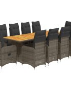 vidaXL 11-dielna záhradná bistro súprava s vankúšmi sivá polyratan