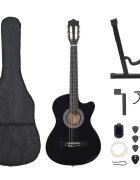 vidaXL 12-dielna folková klasická gitara so 6 strunami čierna 38"