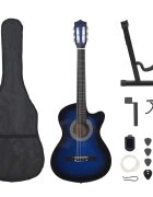 vidaXL 12-dielna folková klasická gitara so 6 strunami modrá 38"