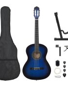 vidaXL 12-dielna klasická gitarová sada pre začiatočníkov modrá 4/4 39"