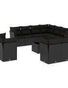 vidaXL 12-dielna záhradná súprava pohoviek s vankúšmi čierna polyratan