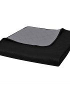 vidaXL 130883 Double-sided Quilted Bedspread Black/Grey 170 x 210 cm