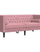 vidaXL 2-miestna pohovka Chesterfield s opierkami čierna zamat