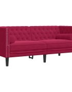 vidaXL 2-miestna pohovka Chesterfield s opierkami vínovo-červená zamat