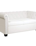 vidaXL 2-miestna pohovka Chesterfield umelá koža biela