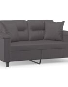 vidaXL 2-miestna pohovka s vankúšmi sivá 120 cm umelá koža