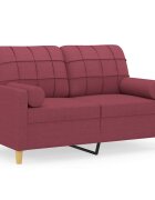 vidaXL 2-miestna pohovka s vankúšmi vínovočervená 120 cm látka