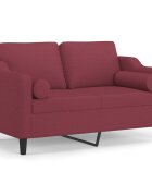 vidaXL 2-miestna pohovka s vankúšmi vínovočervená 120 cm látka