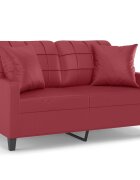 vidaXL 2-miestna pohovka s vankúšmi vínovočervená 120 cm umelá koža