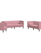 vidaXL 3-dielna Sedacia súprava Chesterfield s opierkami ružová zamat