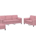vidaXL 3-dielna sedacia súprava s vankúšmi ružová zamat