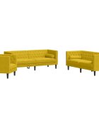 vidaXL 3-dielna súprava sedacej súpravy Chesterfield s podsedákmi žltý zamat