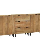 vidaXL 3-dielne príborníky Hnedá 60x33x75 cm Masívne drevo Mango