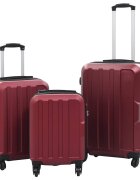 vidaXL 3-dielny set cestovných kufrov tvrdý kryt vínovo-červená ABS