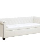 vidaXL 3-miestna pohovka Chesterfield umelá koža biela