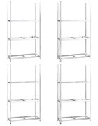 vidaXL 3-posch. stojany na pneumatiky 4ks strieborné 110x40x200cm oceľ