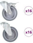 vidaXL 32 ks otočné kolieska s otvorom na skrutku 100 mm