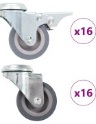 vidaXL 32 ks otočné kolieska s otvorom na skrutku 50 mm