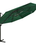 vidaXL 4-stupňový záhradný slnečník hliníková tyč zelený 3x3 m