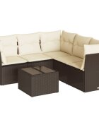 vidaXL 6-dielna záhradná sedacia súprava s vankúšmi hnedá polyratanová