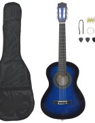 vidaXL 8-dielna klasická gitarová sada pre začiatočníkov modrá 1/2 34"