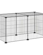 vidaXL 8-panelová klietka pre domáce zvieratá čierna 70x35x35 cm oceľ