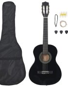 vidaXL 8dielna klasická gitarová sada pre začiatočníkov čierna 3/4 36