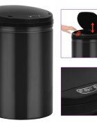 vidaXL Automatický odpadkový kôš senzor 30 l uhlíková oceľ čierny
