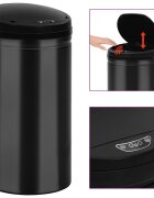 vidaXL Automatický odpadkový kôš senzor 50 l uhlíková oceľ čierny