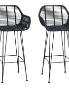 vidaXL Barová stolička 2 ks Čierna 55 x 52 x 105 cm Ratan a železo