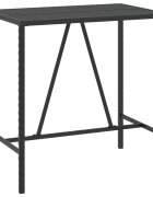 vidaXL Barový stôl so sklenenou doskou čierny 110x70x110cm polyratan