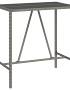 vidaXL Barový stôl so sklenenou doskou sivý 110x70x110 cm polyratan