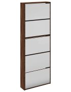 vidaXL Botník so zrkadlom 5-poschodový hnedý dub 63x17x1695 cm