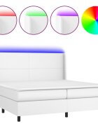 vidaXL Boxspring posteľ s matracom a LED biela 200x200 cm umelá koža