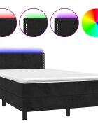 vidaXL Boxspring posteľ s matracom a LED čierna 120x190 cm zamat