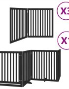 vidaXL Brána pre psa dvere sklad. 10panel. čierna 800cm topoľové drevo