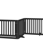 vidaXL Brána pre psa dvere sklad. 4 panely čierna 320cm topoľové drevo