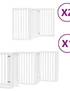 vidaXL Brána pre psa s dverami sklad. 12pan.biela 600cm topoľové drevo