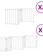 vidaXL Brána pre psa s dverami sklad. 12pan.biela 600cm topoľové drevo