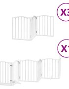 vidaXL Brána pre psa s dverami sklad. 15pan.biela 750cm topoľové drevo