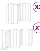 vidaXL Brána pre psa s dverami sklad. 15pan.biela 750cm topoľové drevo