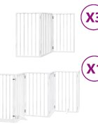 vidaXL Brána pre psa s dverami sklad. 15pan.biela 750cm topoľové drevo