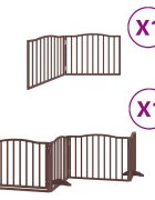 vidaXL Brána pre psa s dverami sklad. 6pan. hnedá 480cm topoľové drevo
